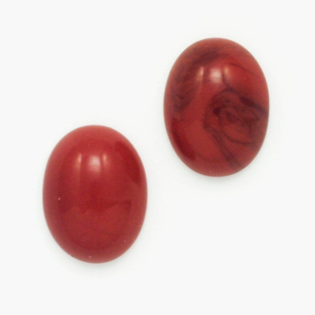 1 - 9mm X 7mm Simulated Oxblood Coral Cabochon