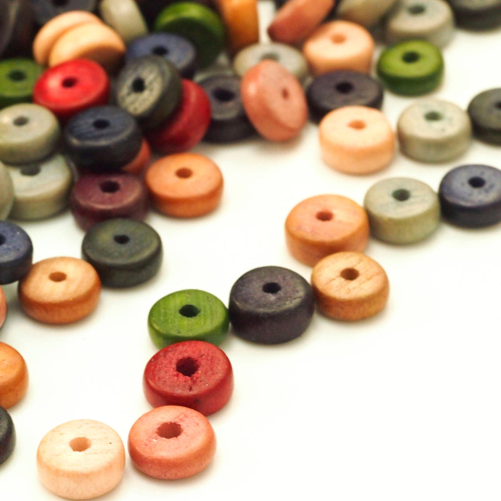 50 8mm Rondelle Wooden Beads Eco - Friendly - You Choose Color - Too Many to List!