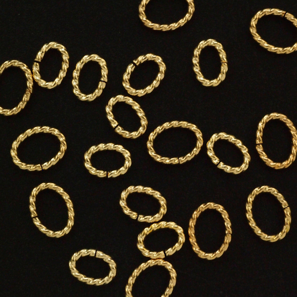 6 14kt Gold Filled Twisted Oval Jump Rings - 16 gauge in 2 Diameters