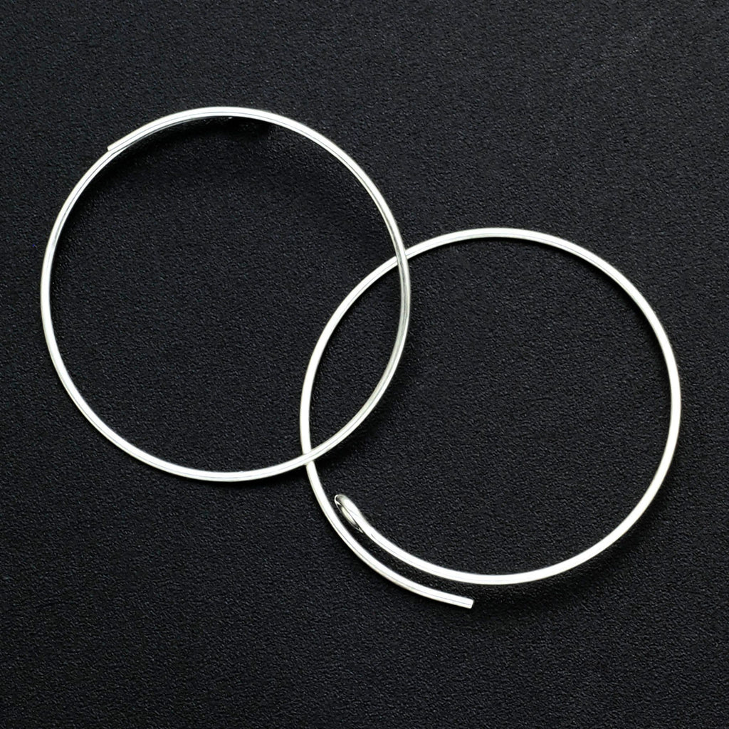 1 Pair Sterling Silver Beading Hoops - Economical 21 gauge - 13mm, 19mm or 25mm - Also Antique Sterling and Black Sterling Finishes