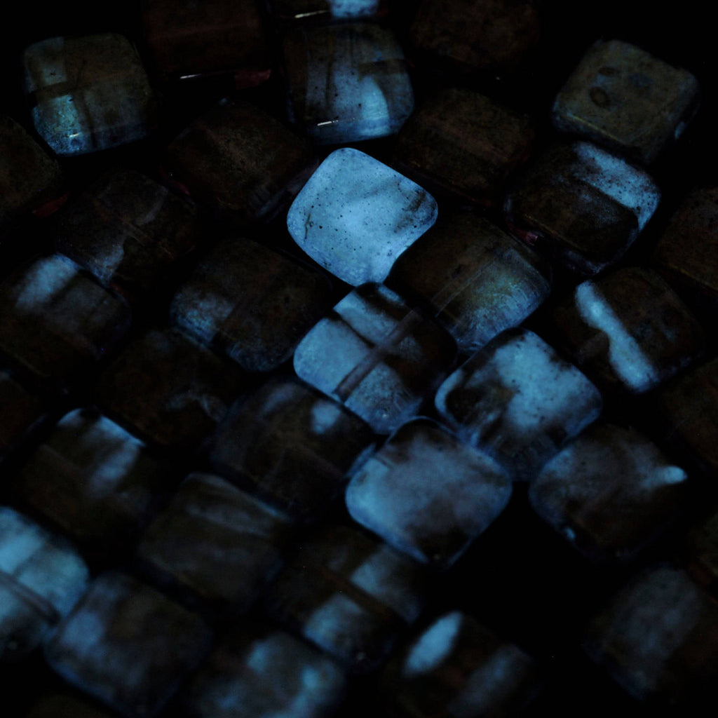 10 - 9mm Glow in the Dark Square Crystal Beads - Czech Pressed Glass - 100% Guarantee