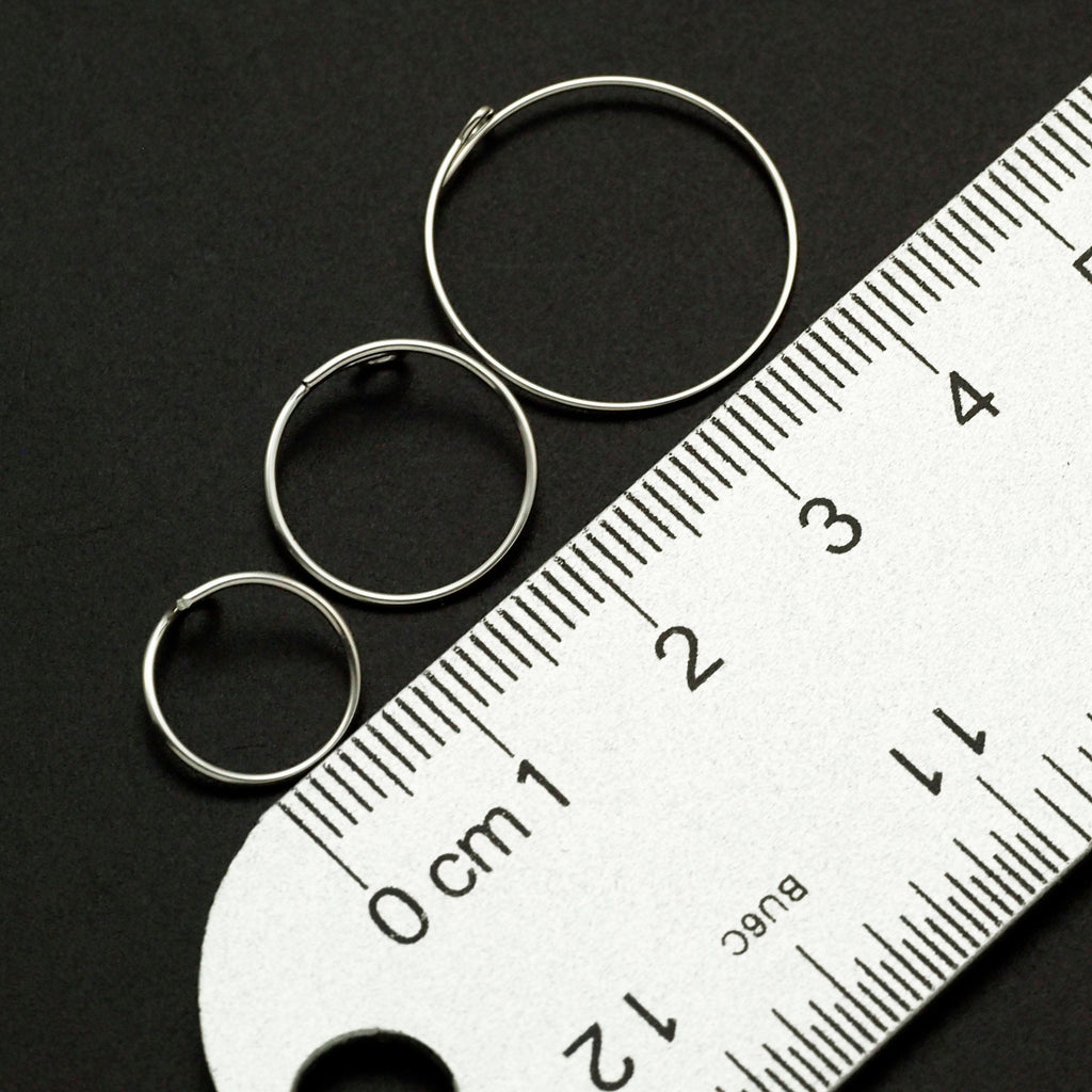1 Pair Sterling Silver Beading Hoops - Economical 21 gauge - 13mm, 19mm or 25mm - Also Antique Sterling and Black Sterling Finishes