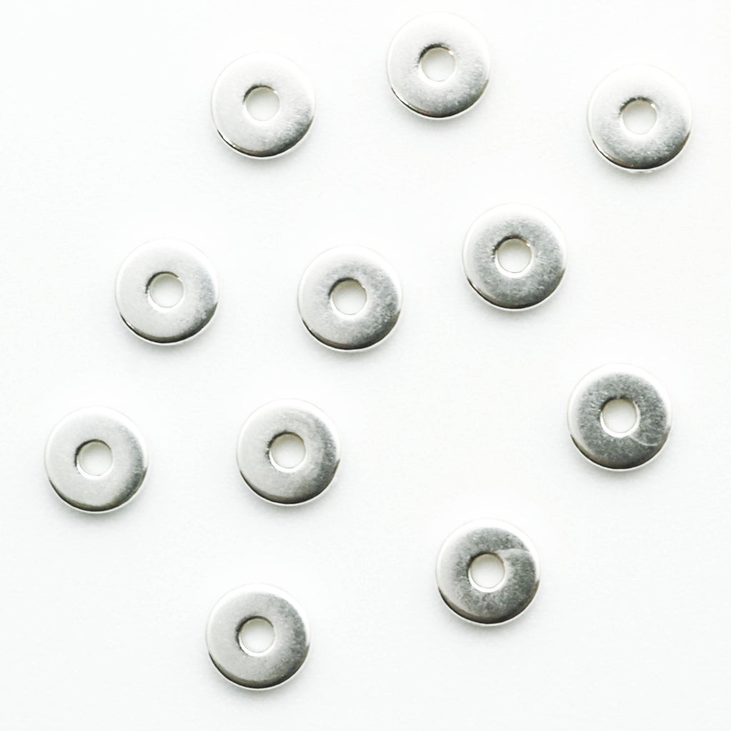 4 Sterling Silver Flat Round Beads - 4mm