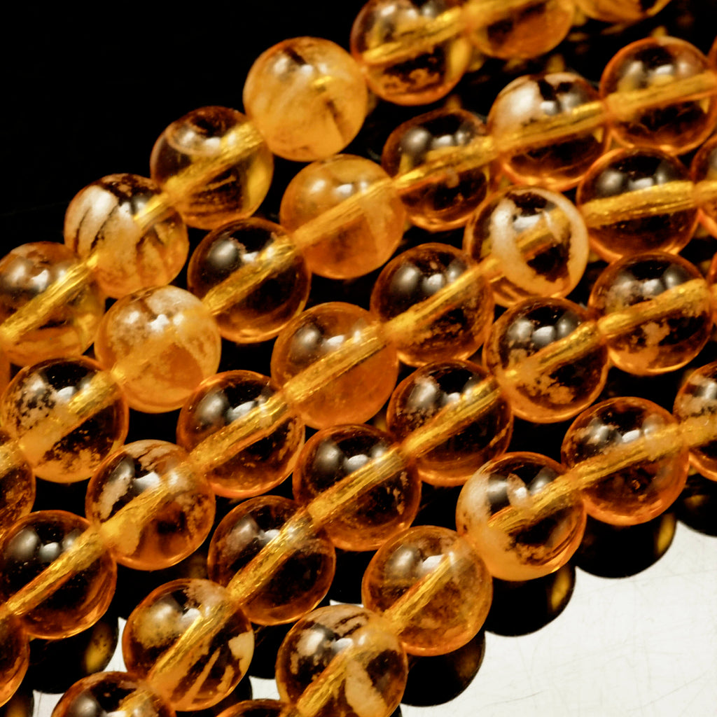 15 - 8mm Glow in the Dark Topaz Beads - Czech Glass Rounds - 100% Guarantee