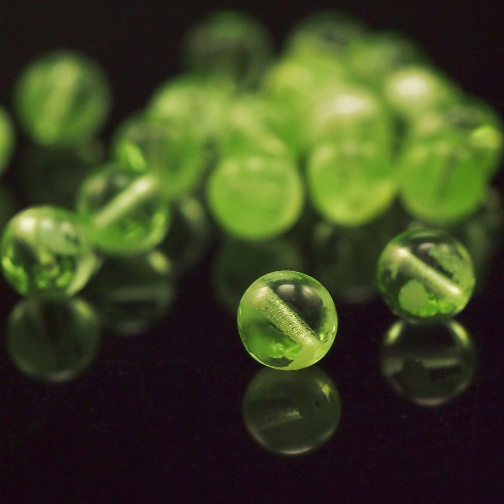 15 - 8mm Glow in the Dark Peridot Beads - Czech Glass Rounds -100% Guarantee