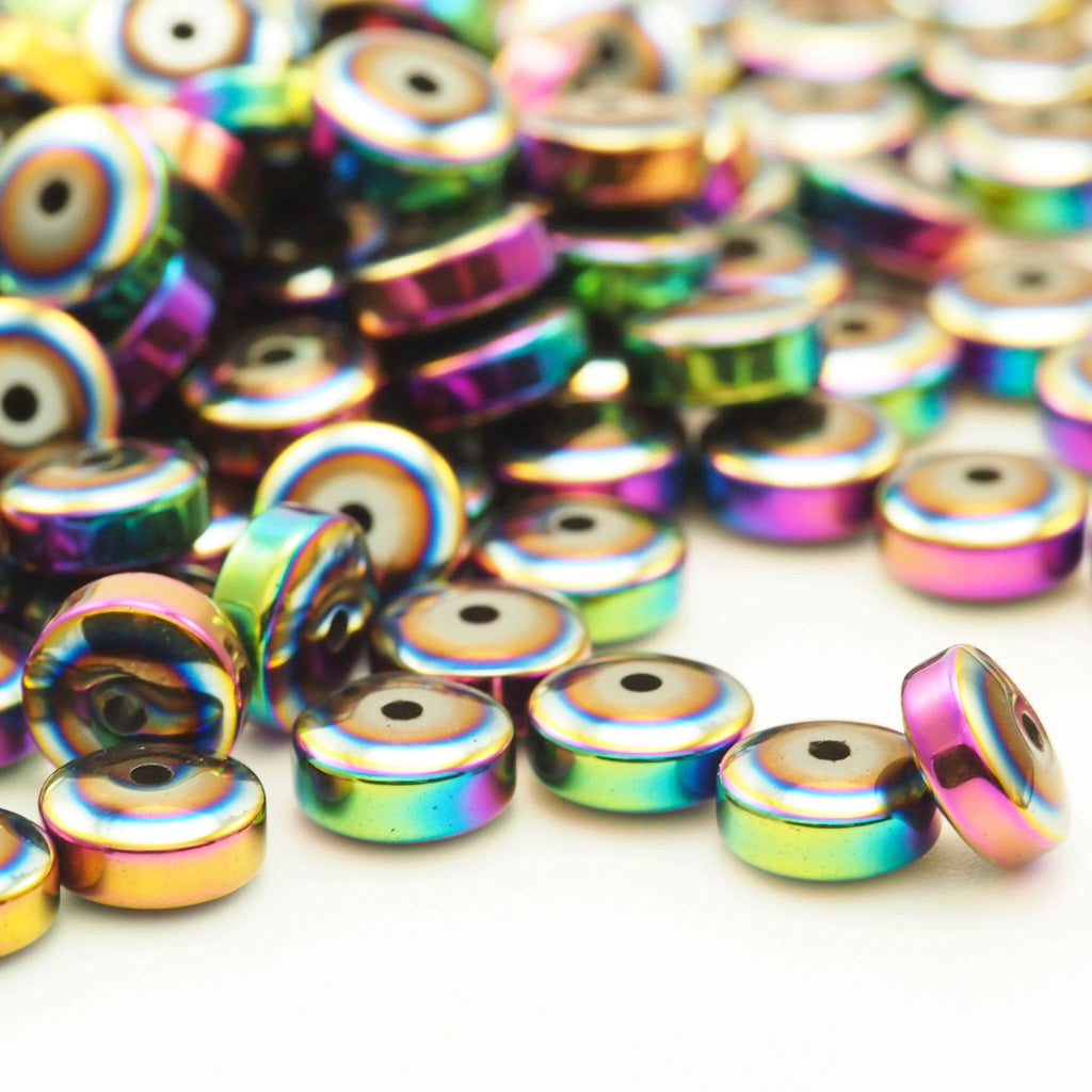 20 Rondelle Beads - Rainbow Plated Brass 4.5mm, 5.5mm, 7mm, 8mm - 100% Guarantee