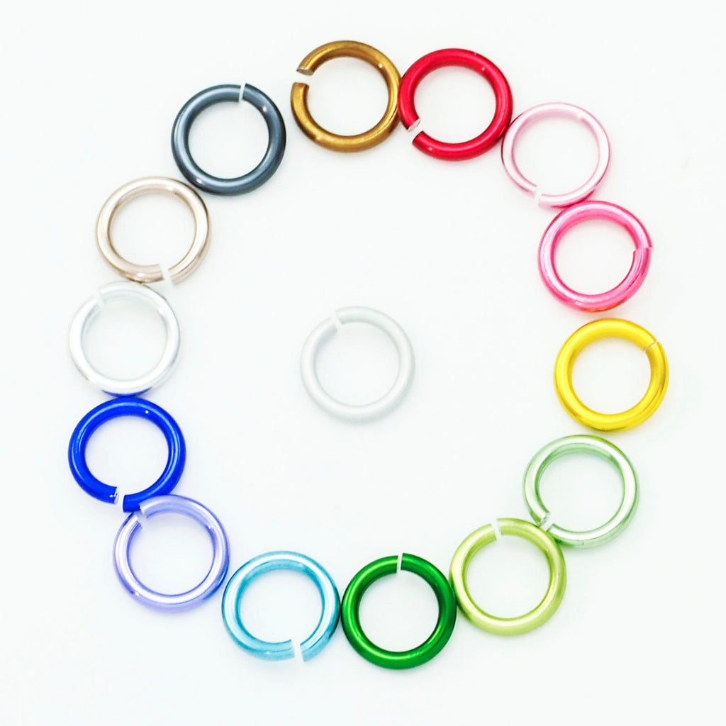 100 Anodized Aluminum Jump Rings 16 gauge 5mm ID - 7.3mm OD 3/16" ID
