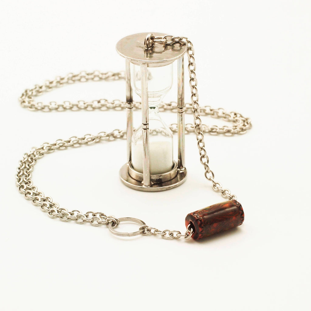Time in a Bottle Necklace in Stainless Steel with Mood Bead