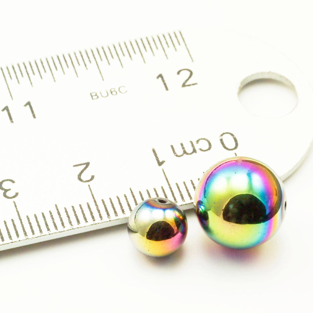 Smooth Round Beads - Rainbow Plated Brass in 2mm, 4mm, 5mm, 6mm, 12mm - 100% Guarantee