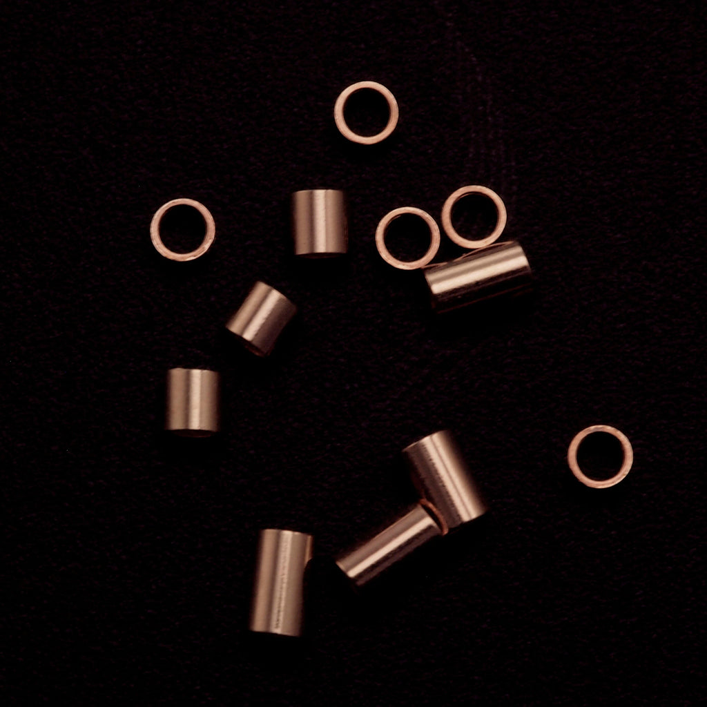 25 14kt Rose Gold Filled Crimp Tubes in 1mm, 2mm, 3mm - 100% Guarantee