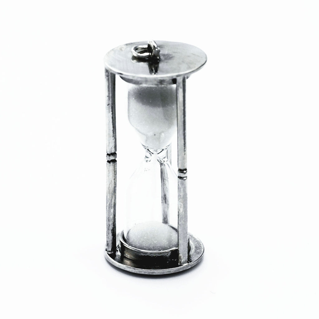 Hourglass Pendant - 51 X 23mm - Stainless Steel and Glass