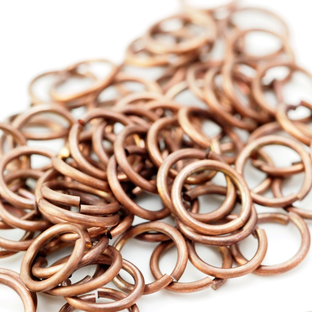 100 Oxidized Antique Copper Jump Rings - You Choose 24, 22, 20, 18, 16, 14, 12 Gauge and Diameter