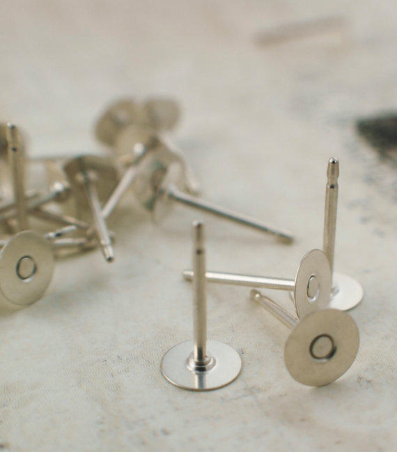 Sterling Silver Post Earrings KIT or A La Cart Makes 5 Pairs - 1mm, 2.5mm, 4mm, 5mm, 6mm, 9.6mm Pad - Made in the USA Resin, Nuts and Posts