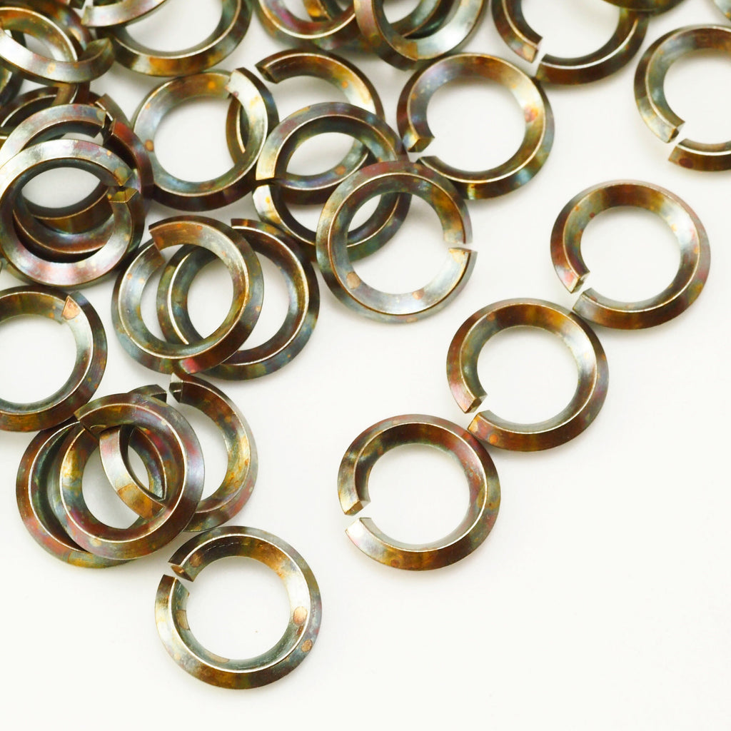50 Handmade Oxidized Square on Edge Antique Brass Jump Rings - 12, 14, 16, 18, 20, 21 or 22 Gauge - You Pick Diameter