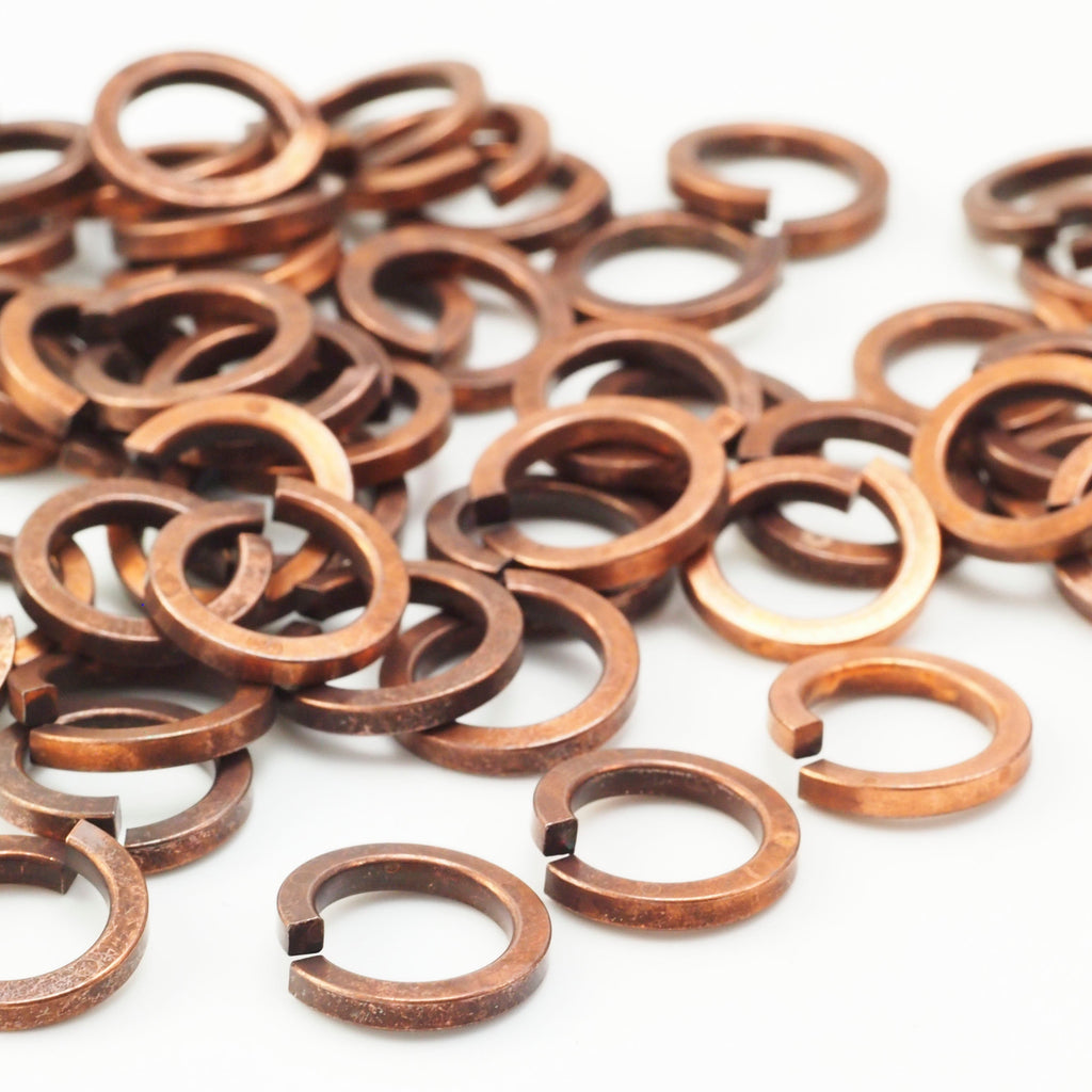 50 Oxidized Antique Square Solid Copper Jump Rings - Handmade in Your Choice of Gauge 12, 14, 16, 18, 20, 21 or 22 Gauge - You Pick Diameter