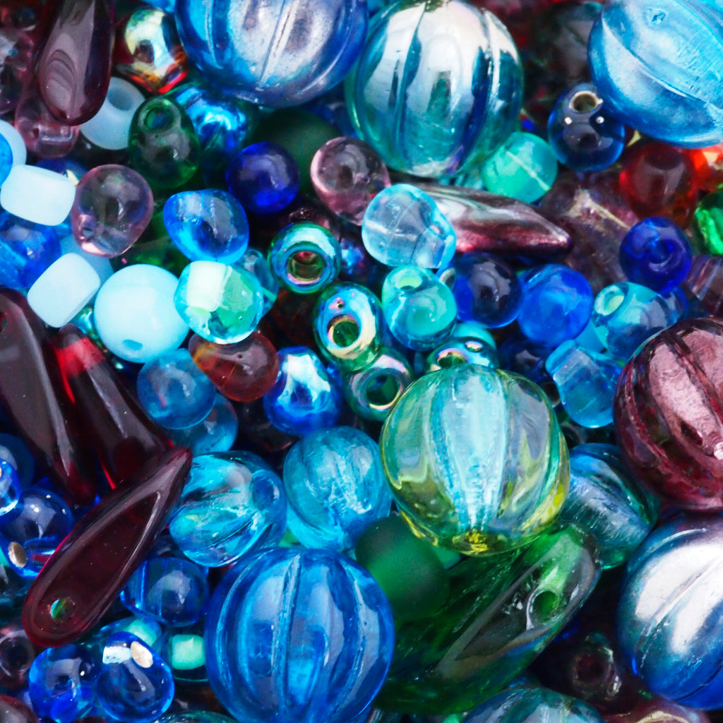 Gem Tones Bead Mix - A Soup of Japanese Seed Beads and Czech Pressed Glass Beads