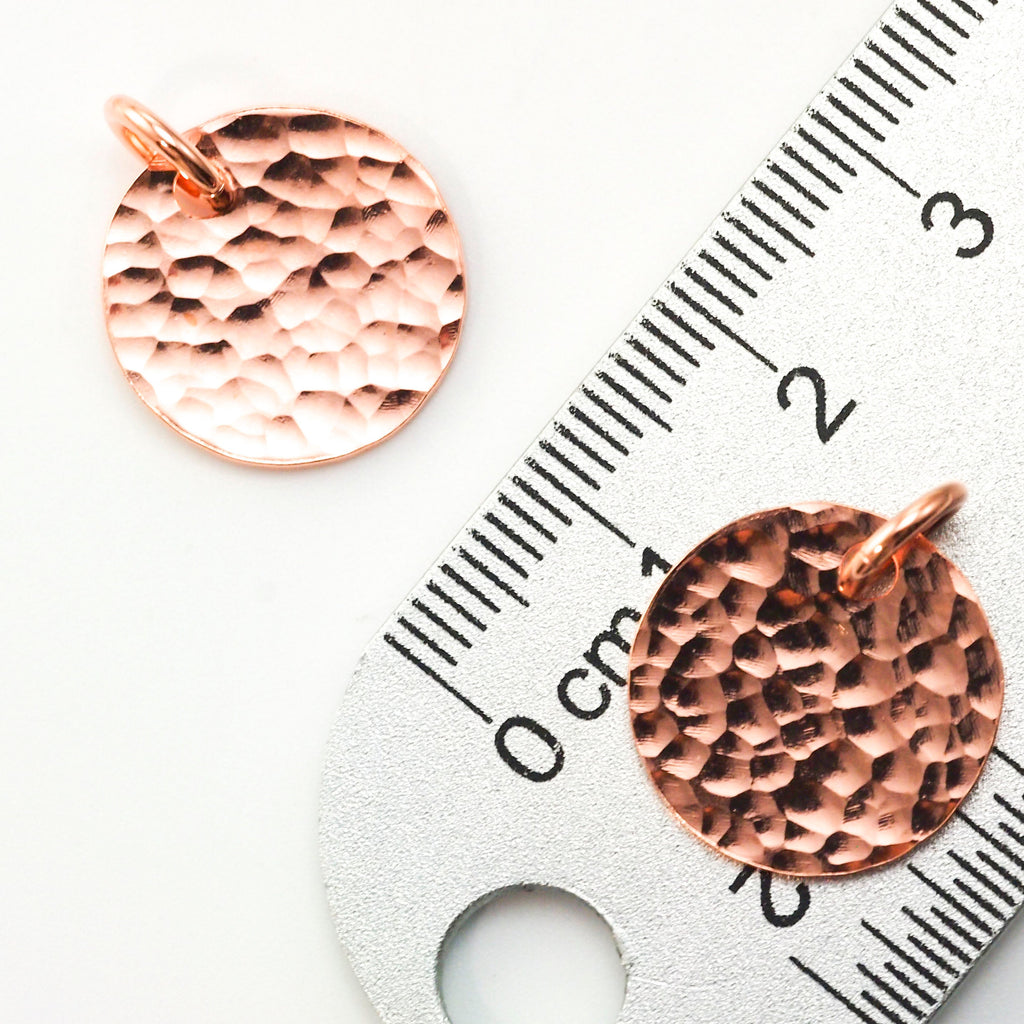 1 - Hammered Round Copper Blank 10 - 63.5mm Stamping Disc and Jump Ring - 18 gauge - Extra Sturdy