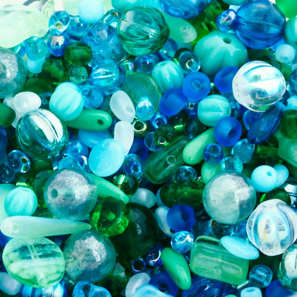 Lagoon Bead Mix - A Soup of Japanese Seed Beads and Czech Pressed Glass Beads