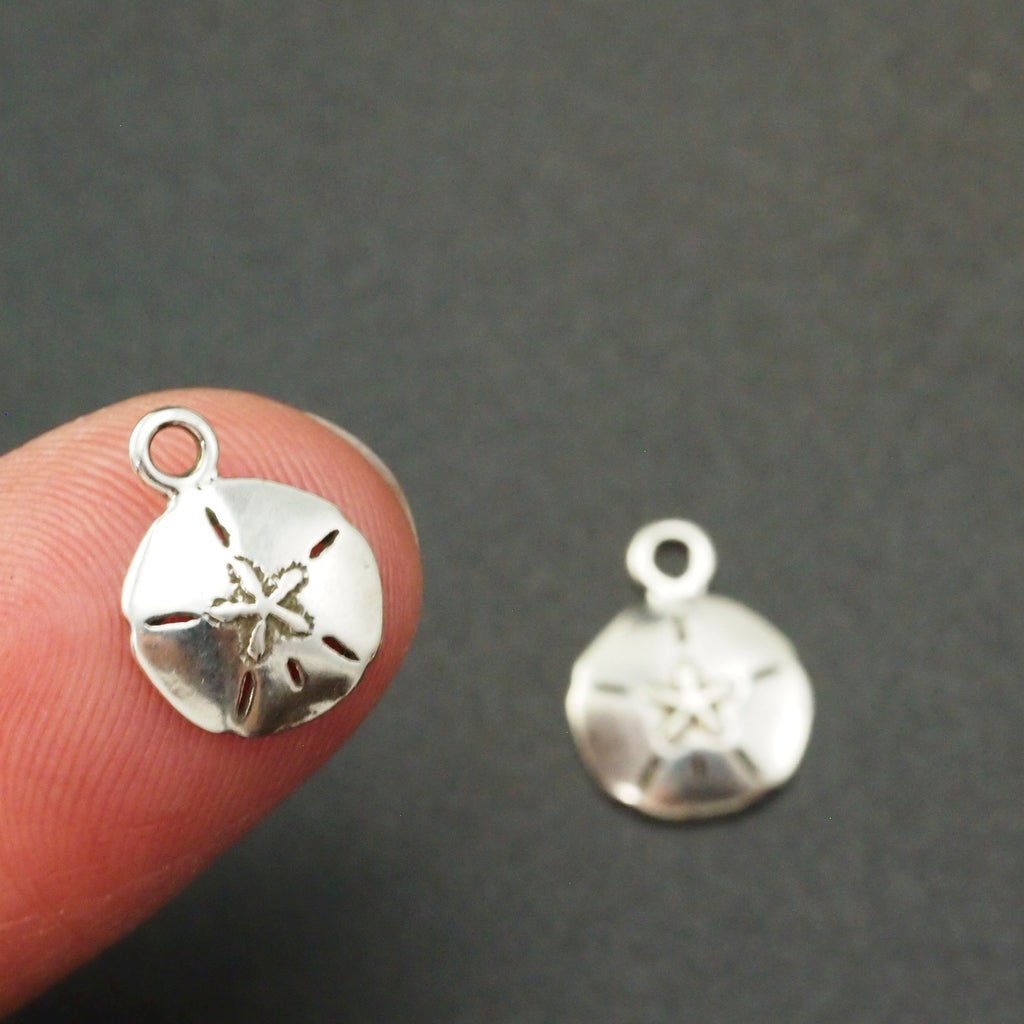 1 Smooth Sterling Silver Sand Dollar Charm - 9mm X 12mm