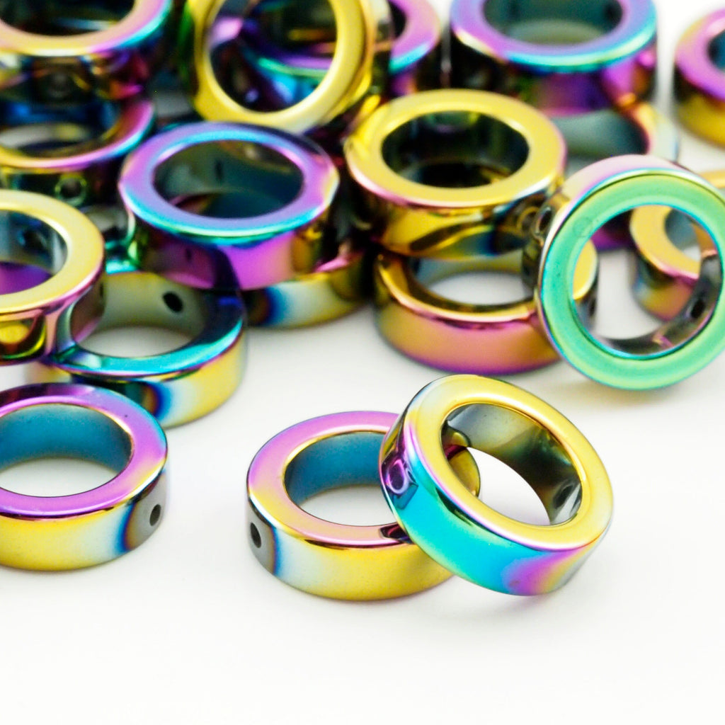 14 - 12mm Rainbow Donut Beads - 100% Guarantee