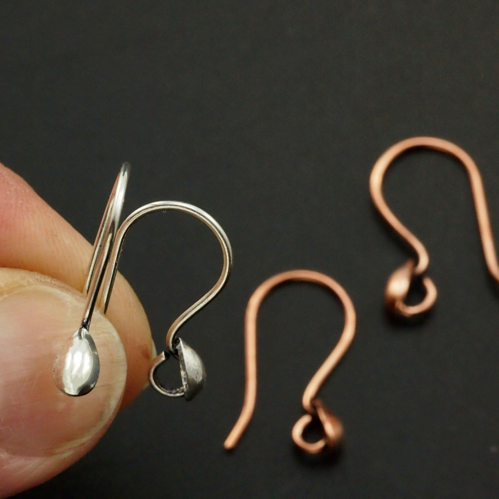 4 pairs - Ear Wires with Simple Teardrop - Antique Copper or Antique Silver Plated - 100% Guarantee