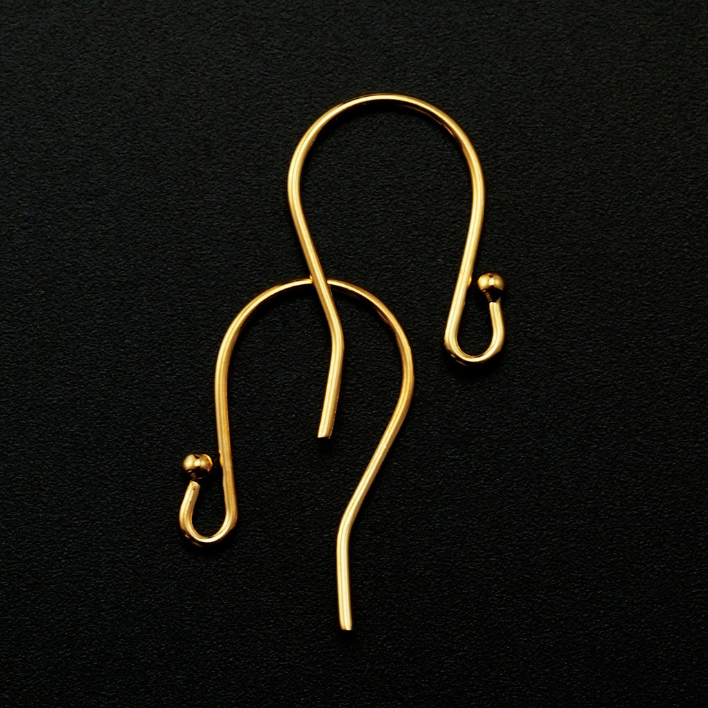 4 pairs Ear Wires in 19 gauge with 2mm Ball - Gold or Silver Plated - 100% Guarantee