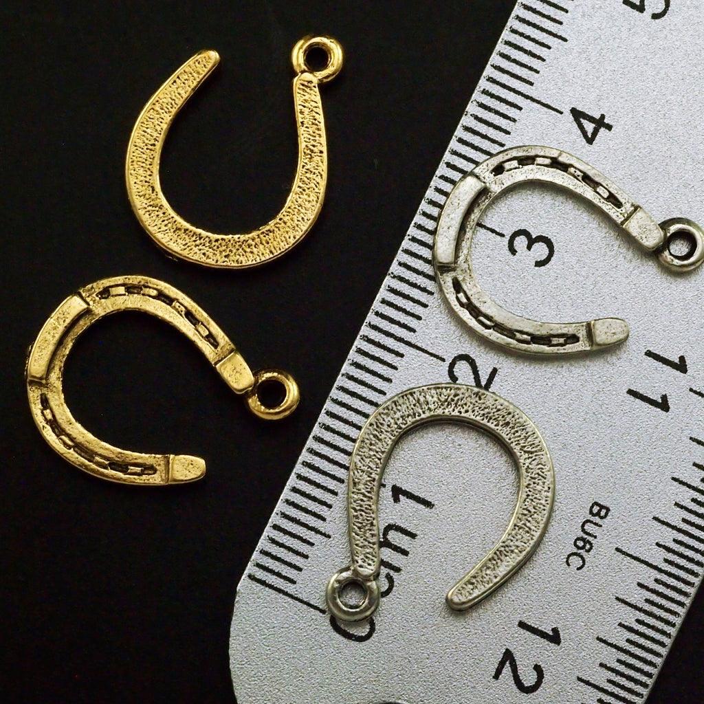 2 Horseshoe Charms  - 20mm X 15mm - You P1ck Antique Silver or Antique Gold Plate