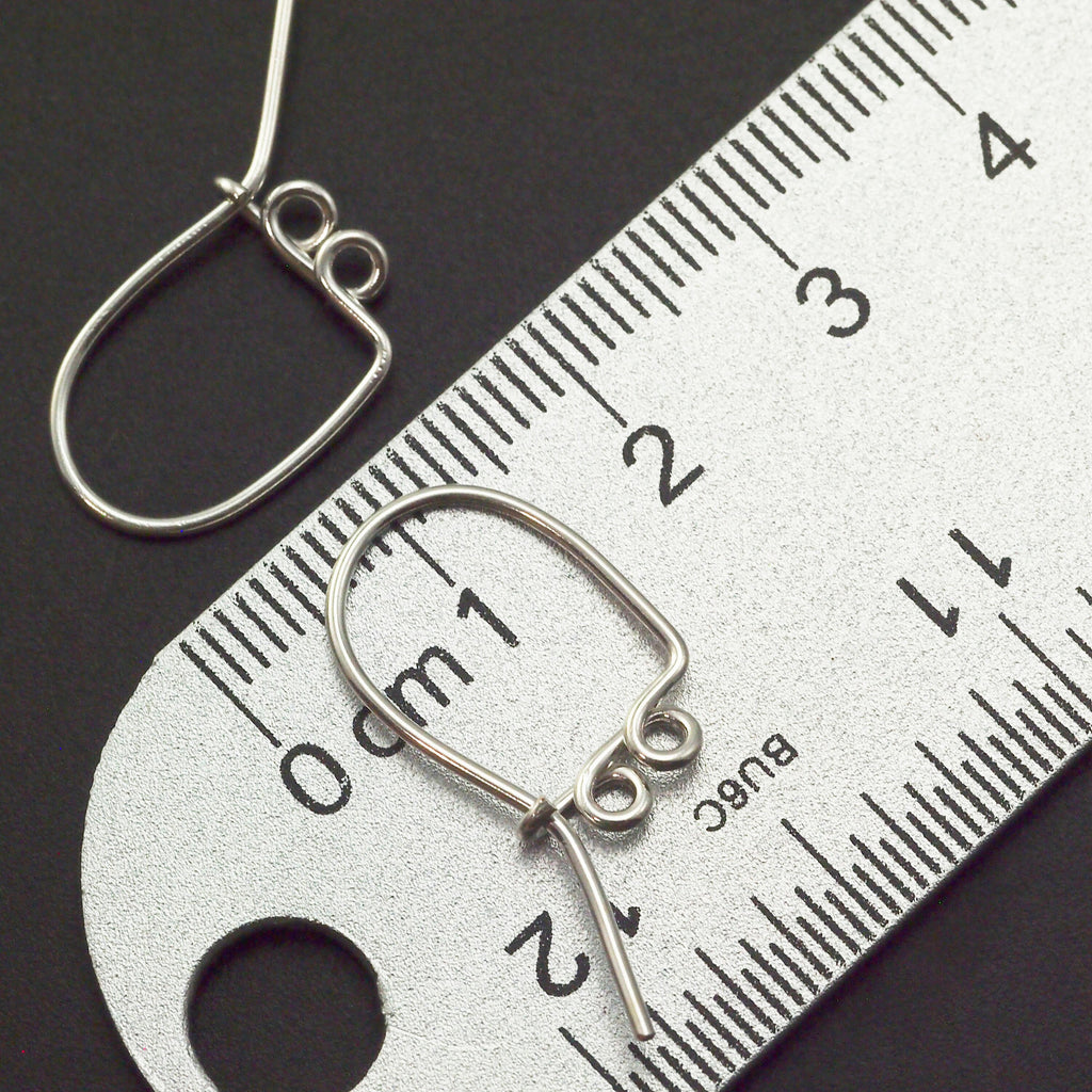 1 Pair Double Loop Sterling Silver Kidney Ear Wires - 19 gauge