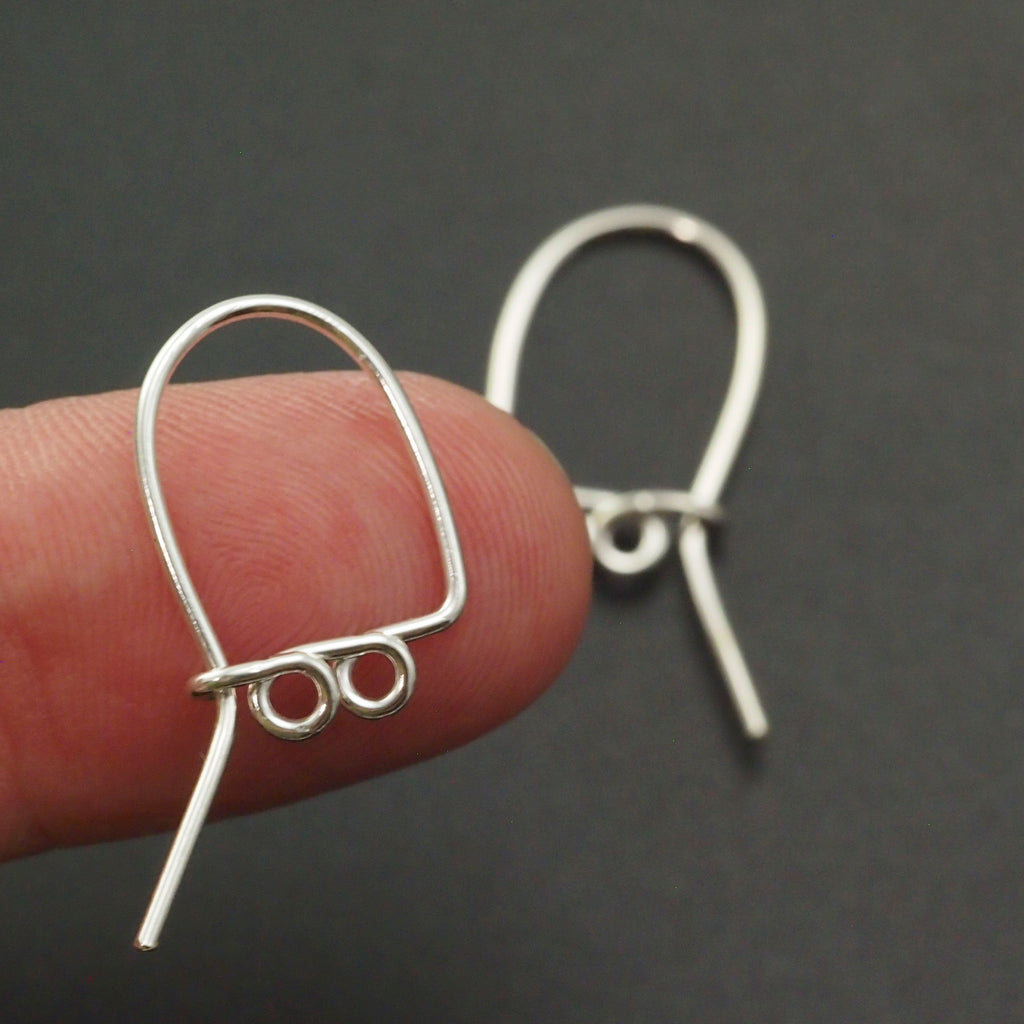 1 Pair Double Loop Sterling Silver Kidney Ear Wires - 19 gauge