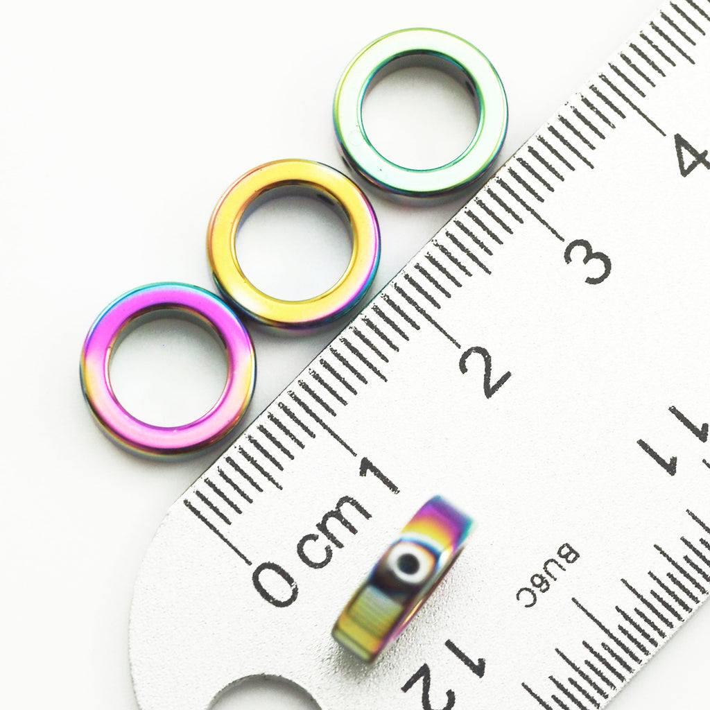 14 - 12mm Rainbow Donut Beads - 100% Guarantee