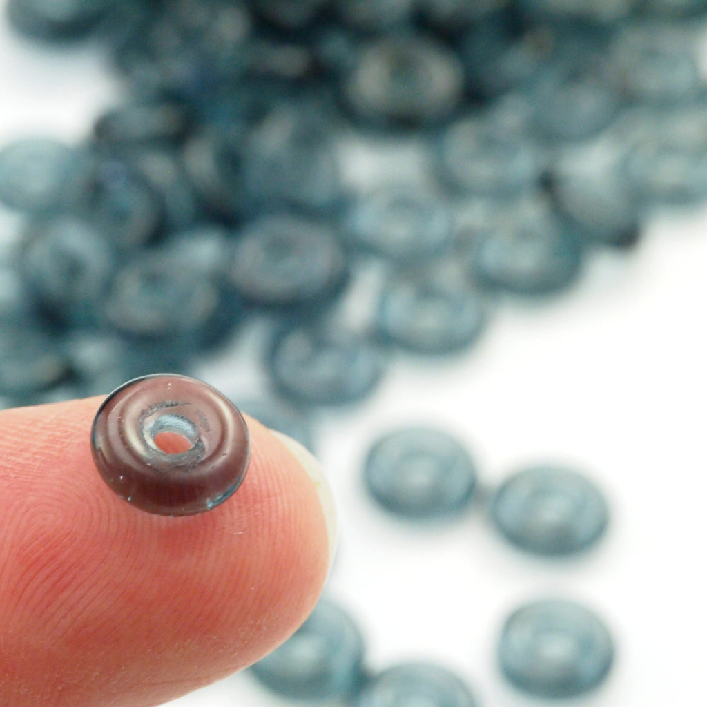 40 8mm Montana Blue Donut O Czech Glass Beads - 100% Guarantee