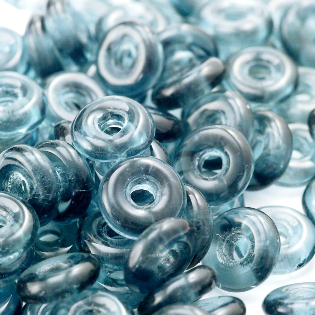 40 8mm Montana Blue Donut O Czech Glass Beads - 100% Guarantee