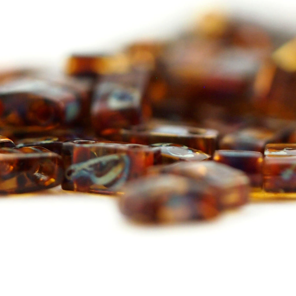 Transparent Dark Topaz Picasso Miyuki Half Tila Beads - 2.3mm X 5mm - 100% Guarantee