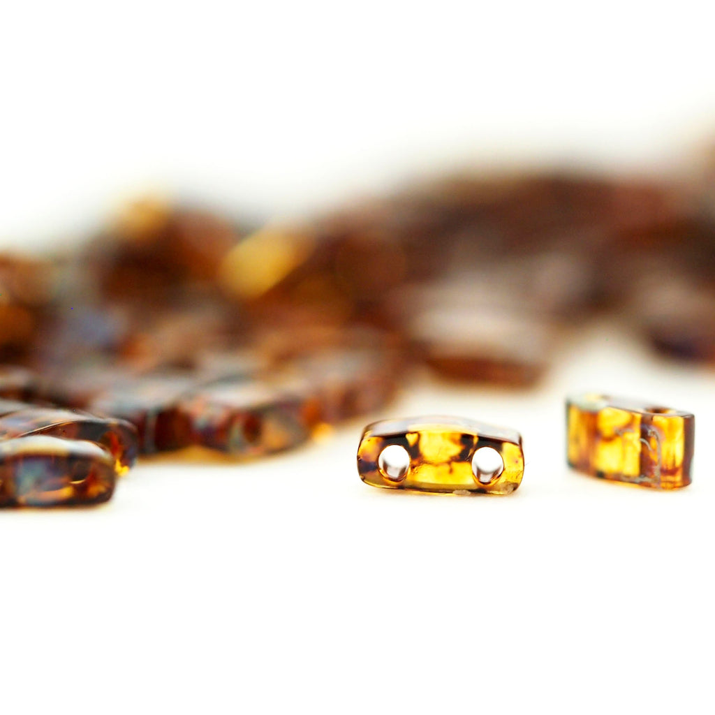 Transparent Dark Topaz Picasso Miyuki Half Tila Beads - 2.3mm X 5mm - 100% Guarantee