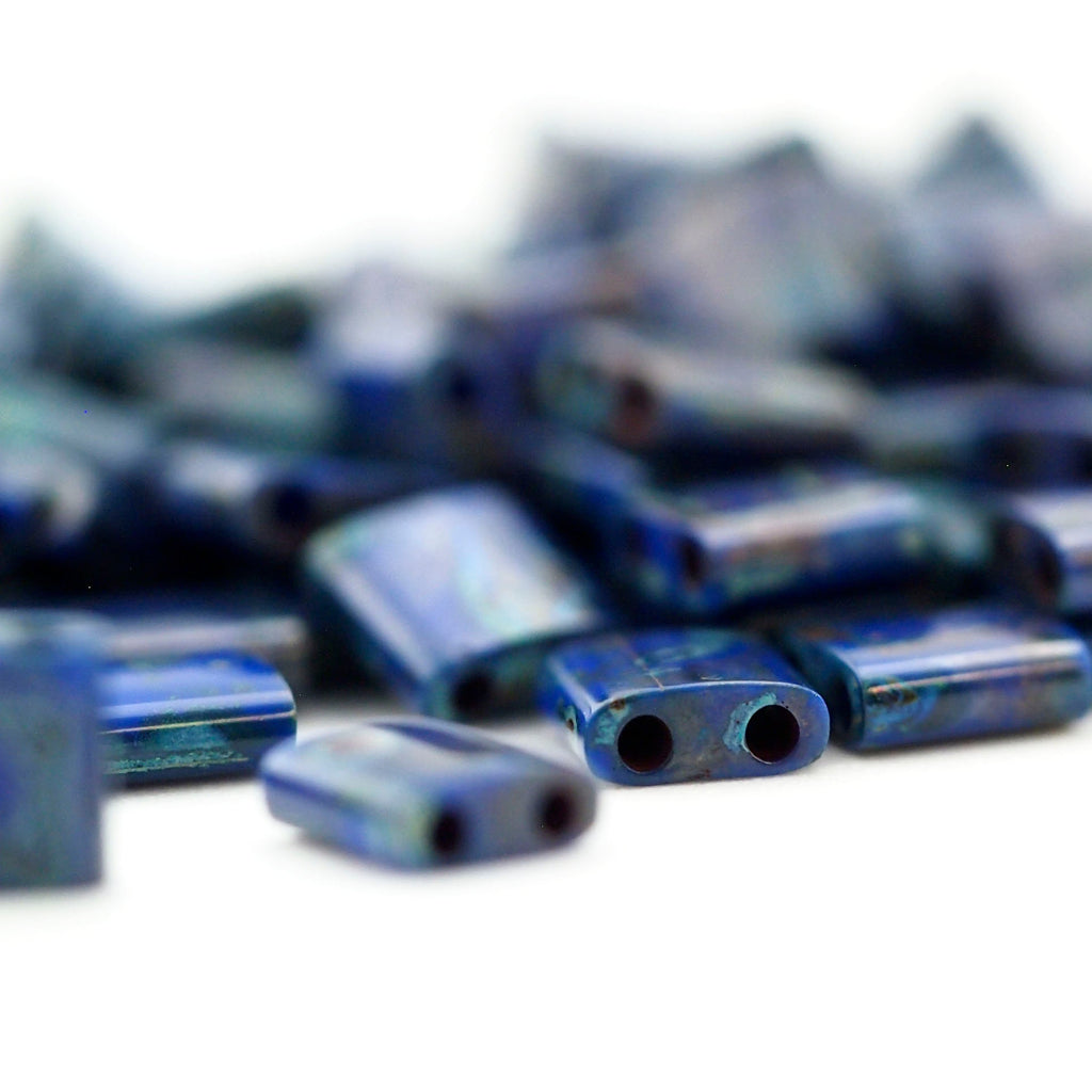 Opaque Cobalt Picasso Miyuki Tila Beads - 5mm Square - 100% Guarantee