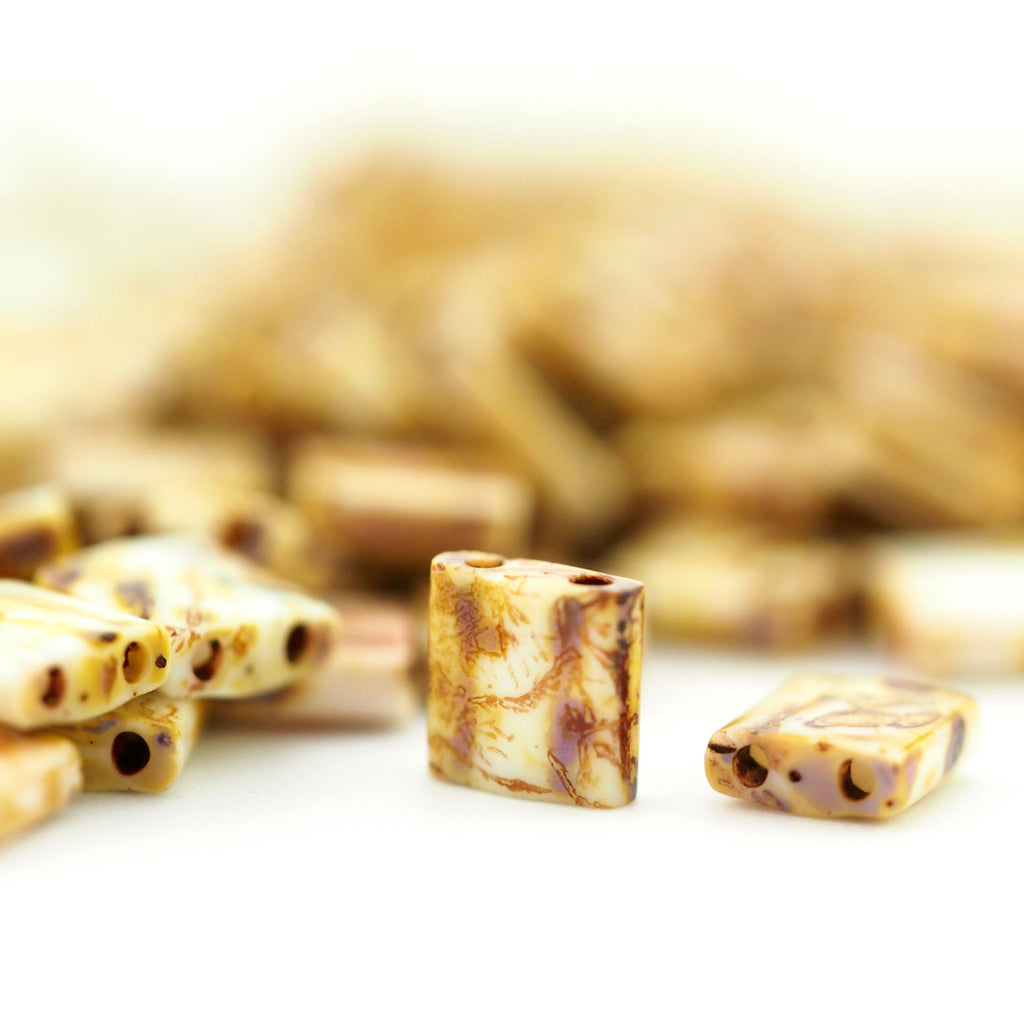 Opaque Antique White Picasso Miyuki Tila Beads - 5mm Square - 100% Guarantee