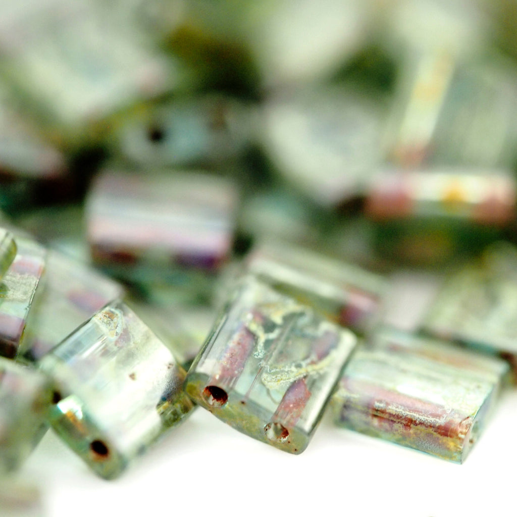 Transparent Sea Foam Picasso Miyuki Tila Bead - 5mm Square - 100% Guarantee