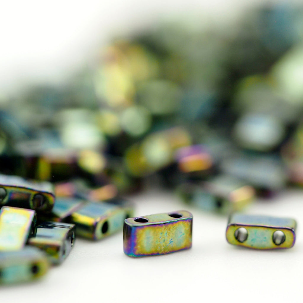 Metallic Malachite Green Iris Miyuki Half Tila Beads - 2.3mm X 5mm - 100% Guarantee
