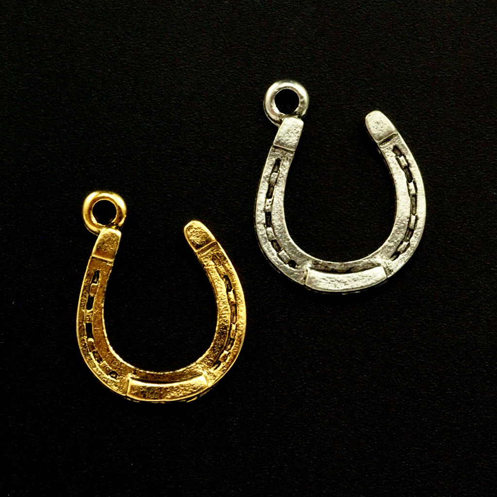 2 Horseshoe Charms  - 20mm X 15mm - You P1ck Antique Silver or Antique Gold Plate