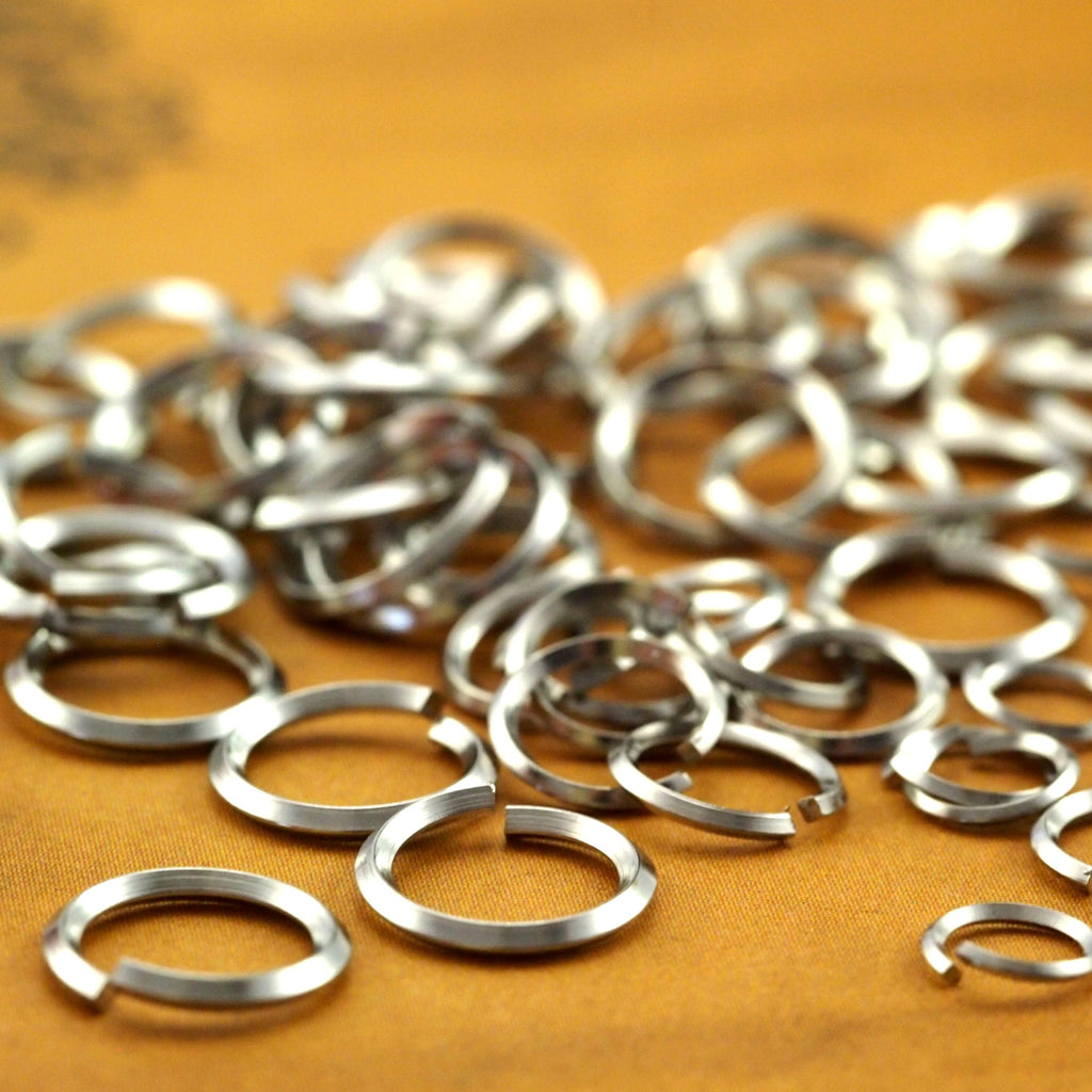 50 Square on Edge Stainless Steel Jump Rings - 4 Sizes - Best Commercially Made - 100% Guarantee - Economically Priced