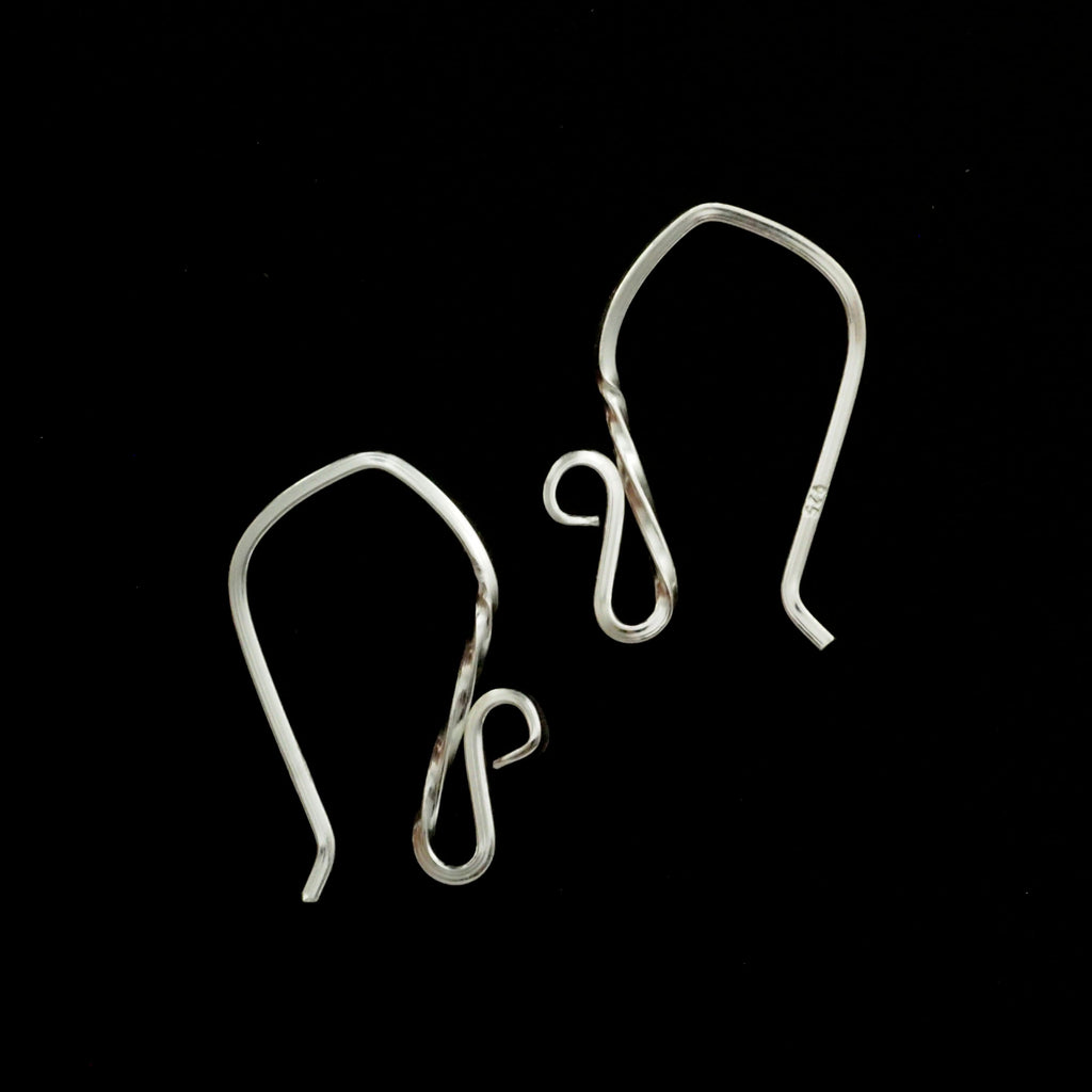 2 Pairs Semi Twist Sterling Silver Ear Wires - 18 gauge - 100% Guarantee