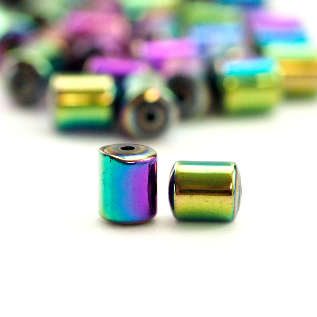 30 Round Tube Beads - Rainbow Plated Brass in 3 Sizes - 100% Guarantee