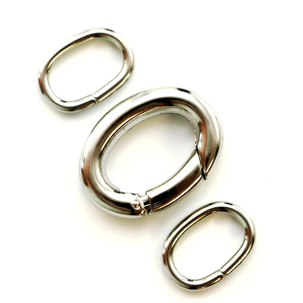 Triggerless Stainless Steel Clasp - Oval 21mm X 16mm with 2 Matching Oval Jump Rings