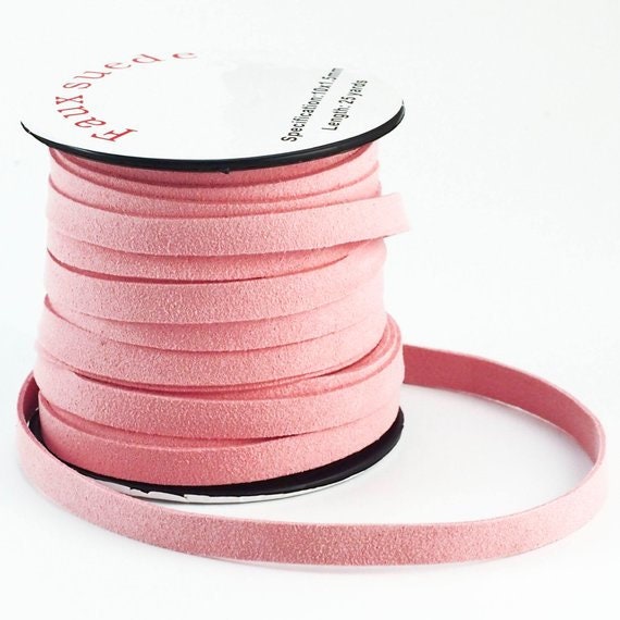 10mm Flat Faux Suede Cord - By The Yard or Spool in Jet Black, White, Teal Blue, Rose Pink or Lime Green