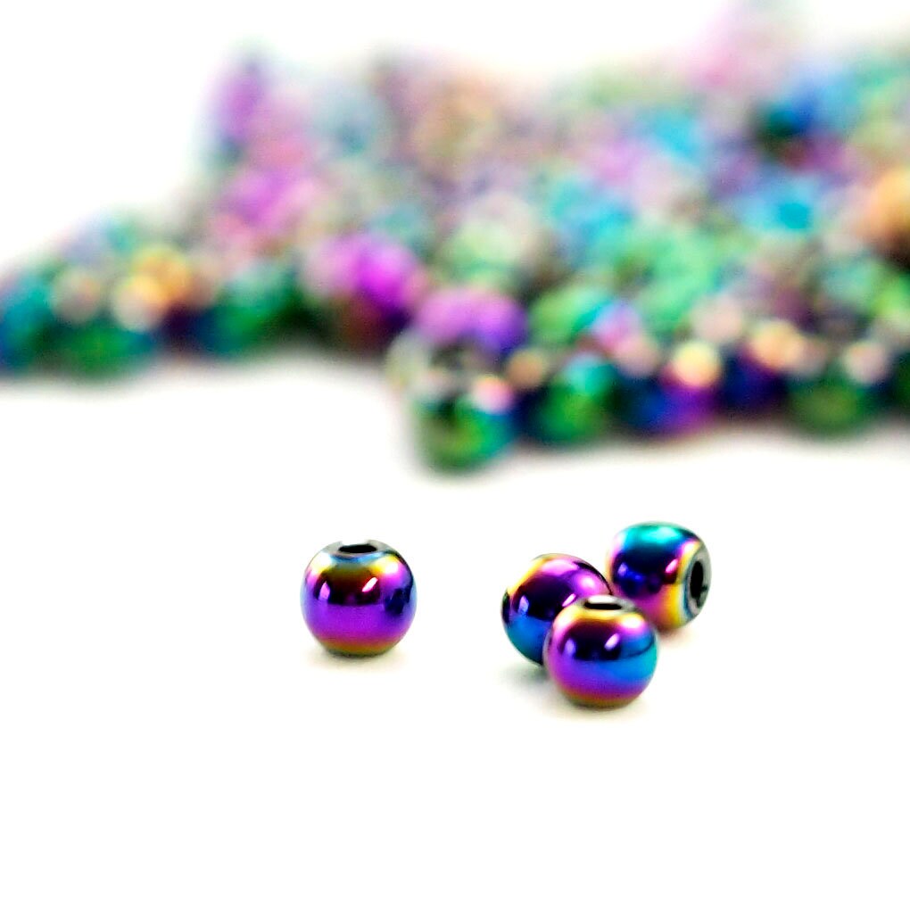 Smooth Round Beads - Rainbow Plated Brass in 2mm, 4mm, 5mm, 6mm, 12mm - 100% Guarantee