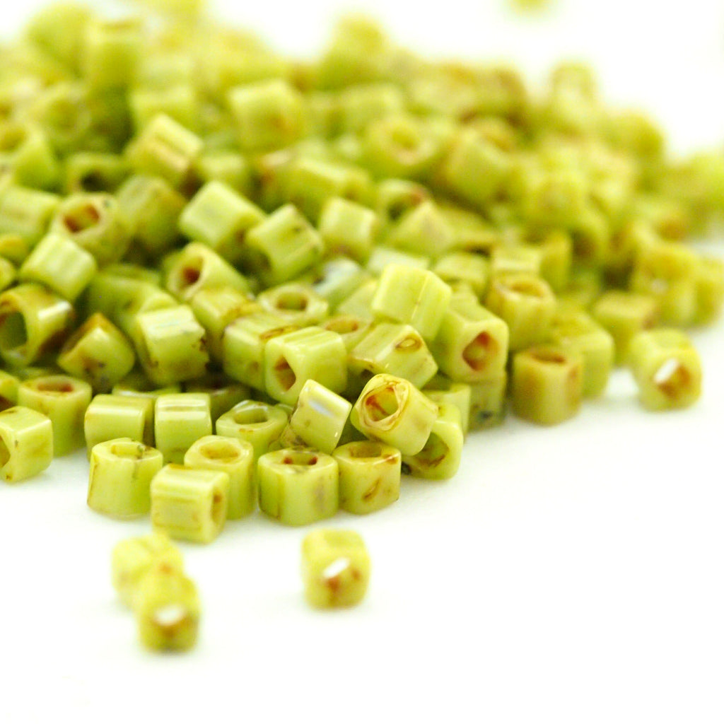 Sour Apple Picasso 1.5mm Cube Seed Beads - Toho - 100% Guarantee