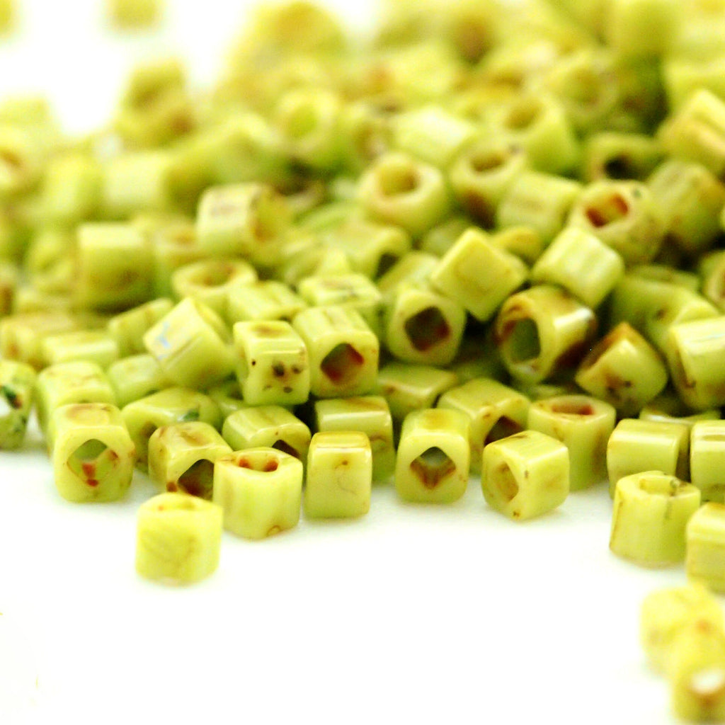 Sour Apple Picasso 1.5mm Cube Seed Beads - Toho - 100% Guarantee