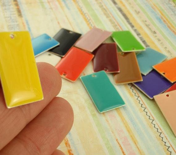 25- 23mm X 14mm Colorful Rectangle Drops - 100% Guarantee