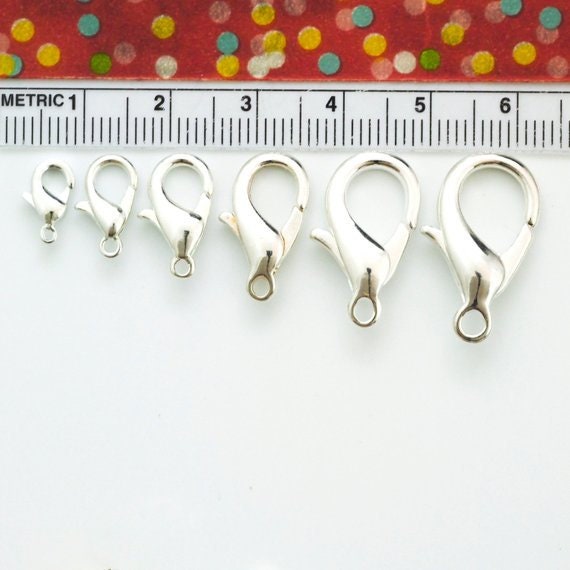 4 Lobster Clasps - Teardrop Style  in 6 Sizes in Silver, Gold, Antique Gold or Gunmetal Plated Brass - 100% Guarantee