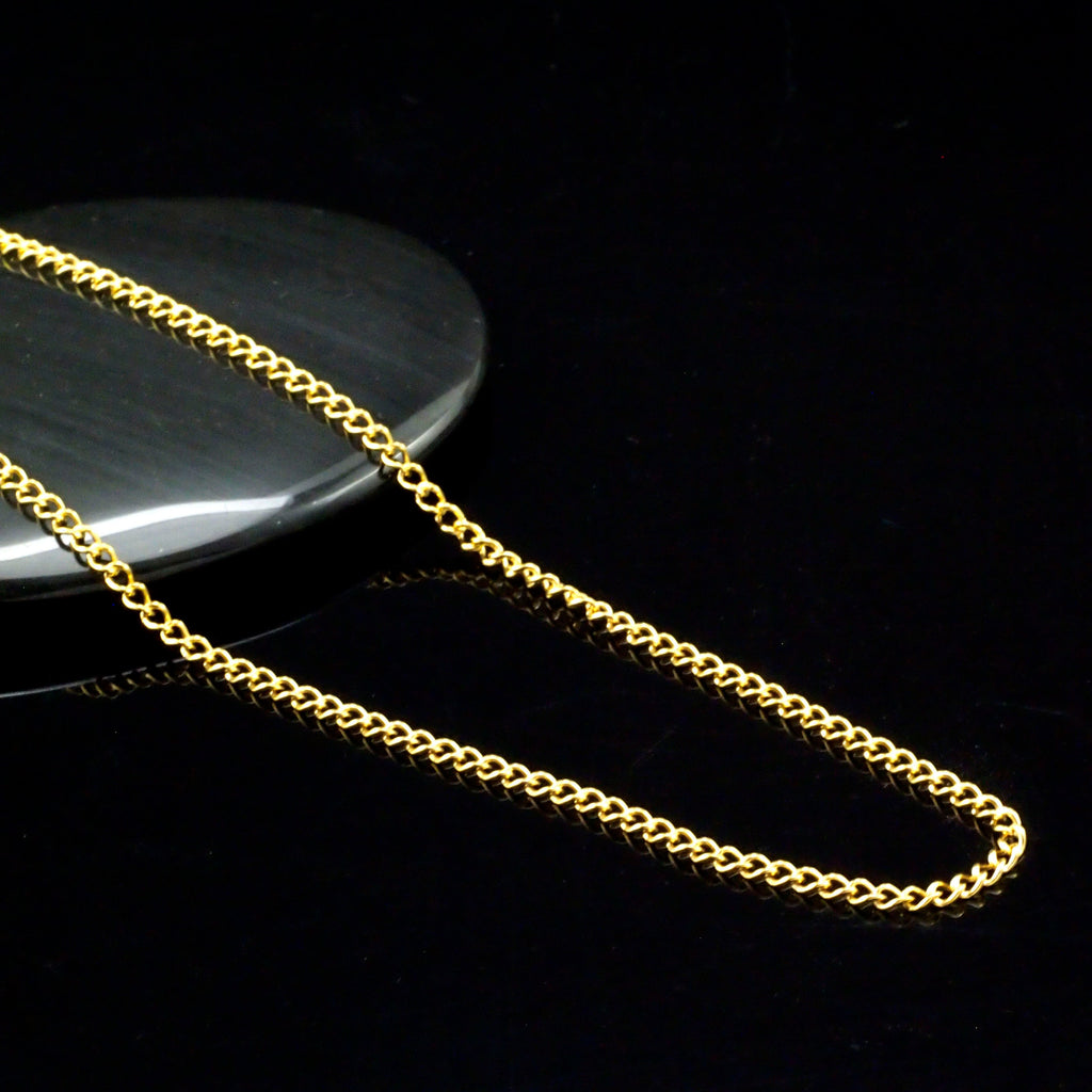 2mm 14kt Gold Filled Flat Curb Chain - Custom Finished Lengths or By The Foot - Made in the USA